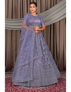 Purple Latest Net Lehenga Choli For Women
