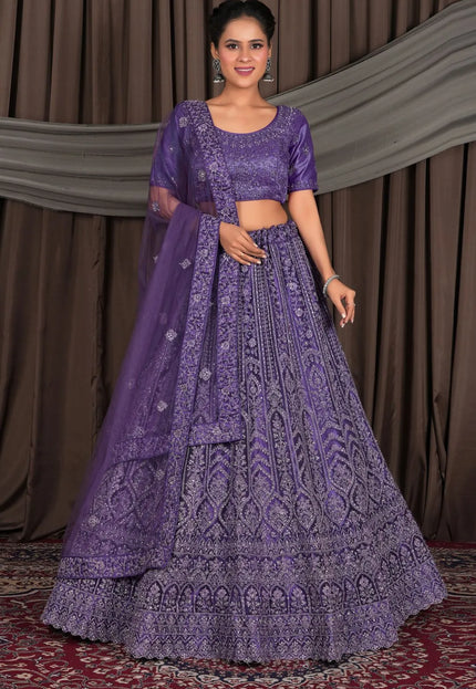 Purple Party Wear Chaniya Choli In Wedding