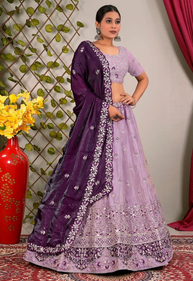 Purple Party Wear Viscose Lehenga Choli For Girls