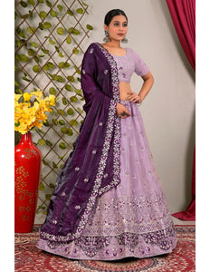Purple Party Wear Viscose Lehenga Choli For Girls