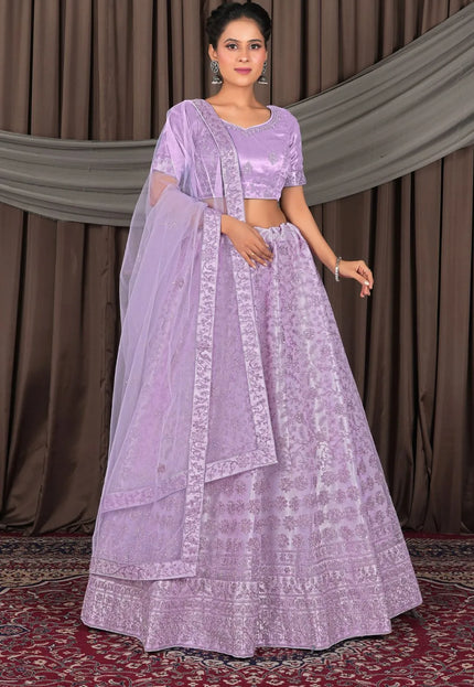 Purple Party wear Heavy designer Net Lehenga Choli