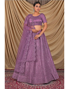 Woman wearing a purple traditional outfit
