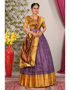 Purple Tissue Silk Pattu Lehenga Choli For Women