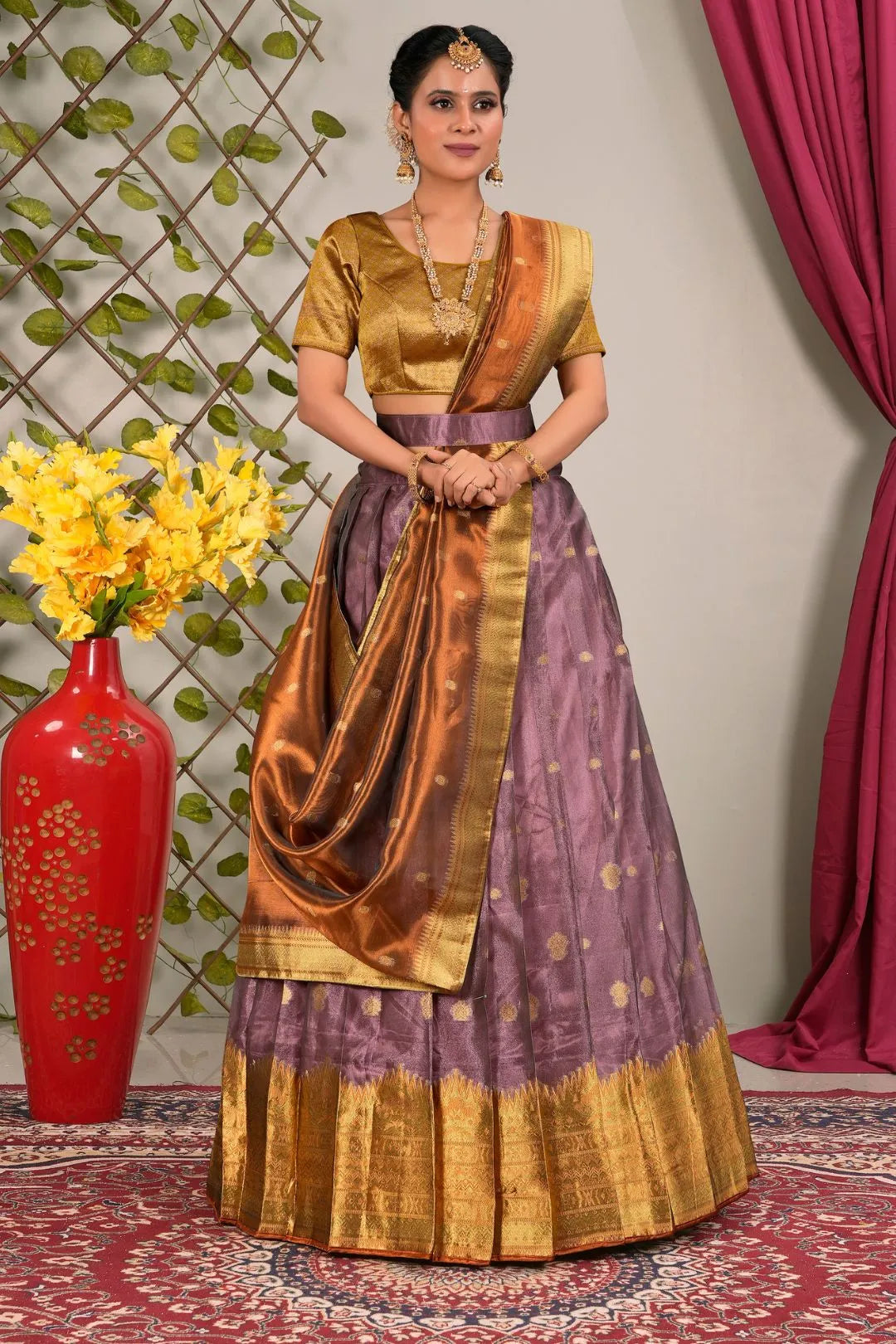 Purple Tissue Silk Traditional Lehenga Choli for Women
