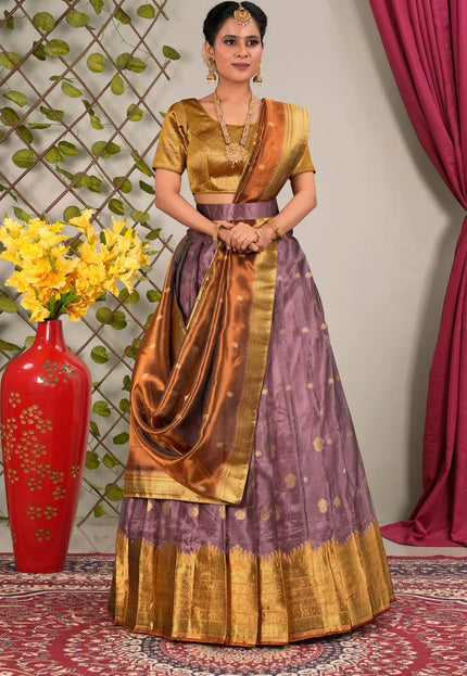 Purple Tissue Silk Traditional Lehenga Choli for Women