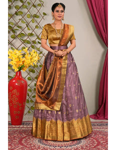 Purple Tissue Silk Traditional Lehenga Choli for Women