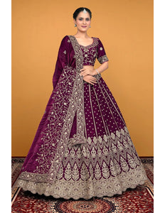 Purple Traditional Fendy Silk Embroidered Lehenga Choli