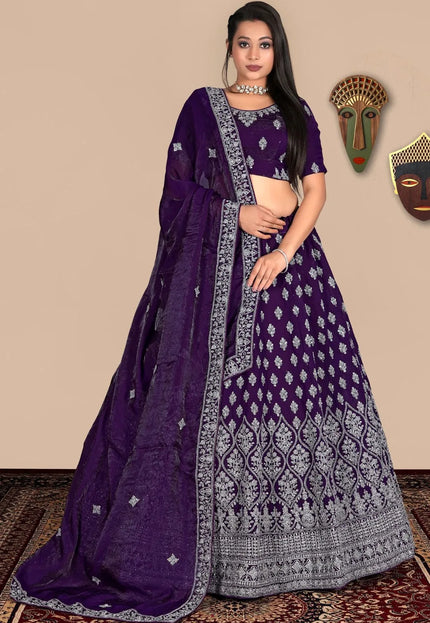 Purple Traditional Fendy Silk Lehenga Choli