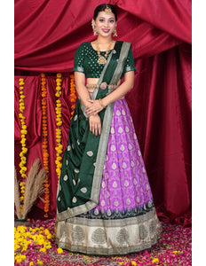 Purple Viscose Silk Half Saree With Zari Work