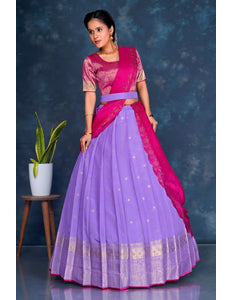 Purple Viscose Silk Lehenga Choli With Zari Weaving