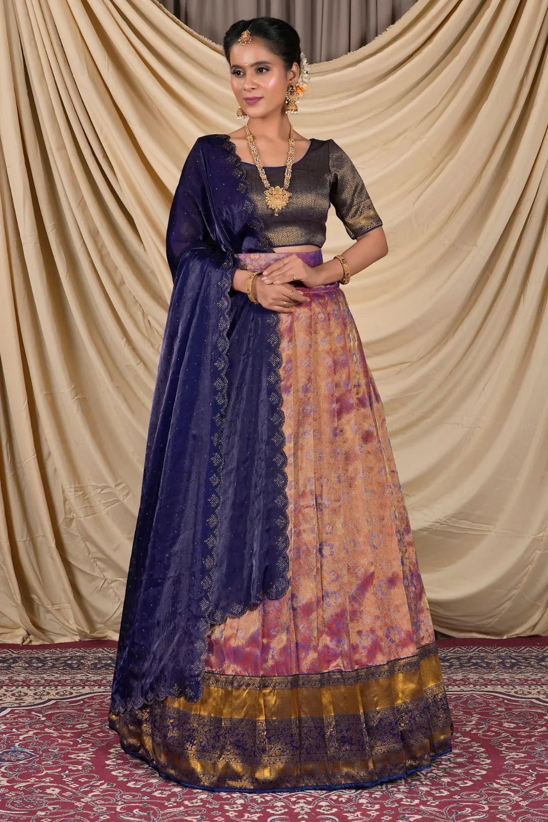 Purple Zari Tissue Silk Lehenga Choli For Women