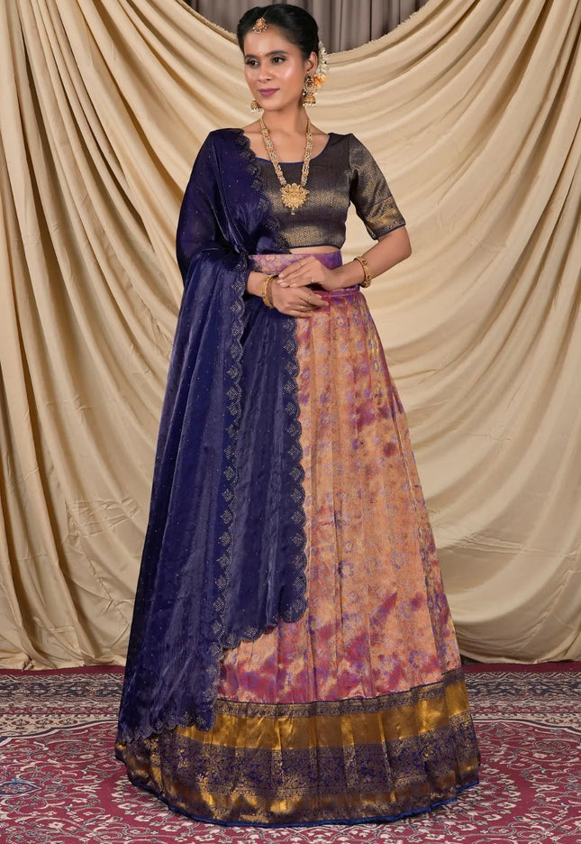 Purple Zari Tissue Silk Lehenga Choli For Women