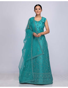 Rama Net Crop Top Lehenga
