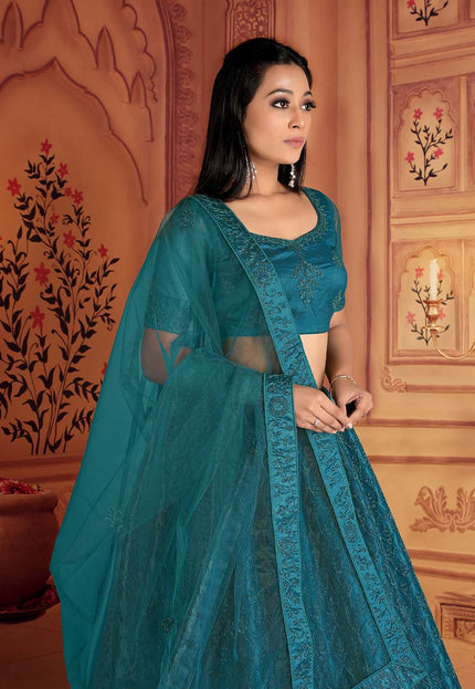 Rama Embroidered Net Lehenga