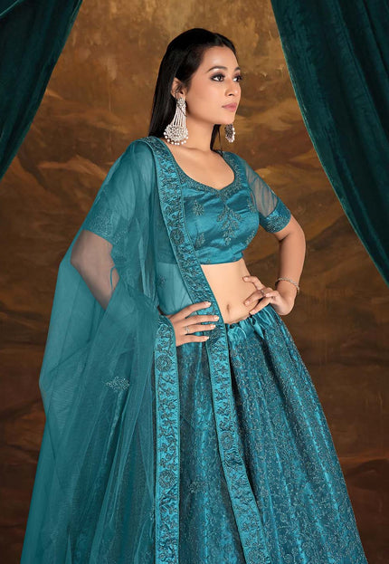 Rama Net Zari work Lehenga