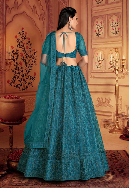 Rama Embroidered Net Lehenga