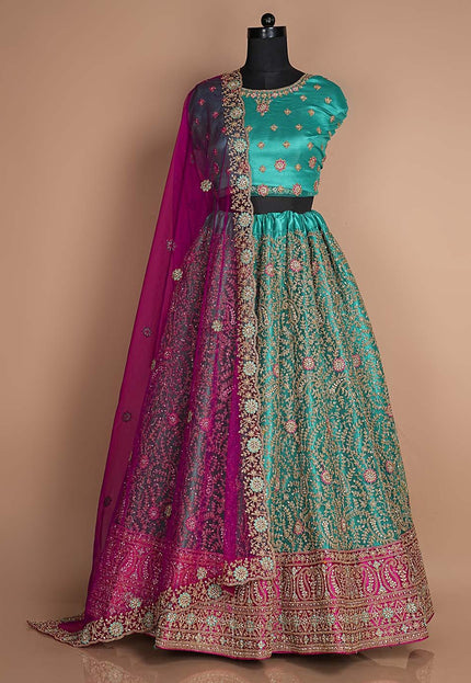 Rama Designer Net Lehenga