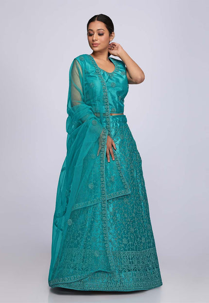 Rama Net Crop Top Lehenga