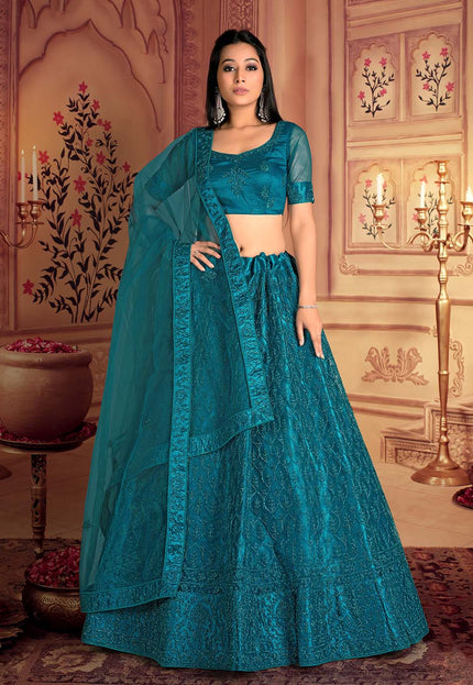 Rama Embroidered Net Lehenga