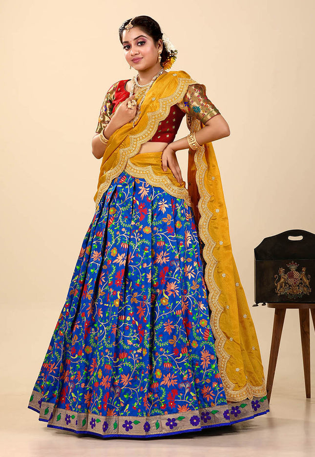 Royal Blue Banarasi Silk Latest Lehenga