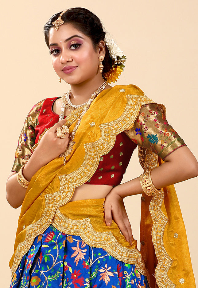 Royal Blue Banarasi Silk Latest Lehenga