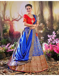 Royal Blue Traditional Banarasi Lehenga