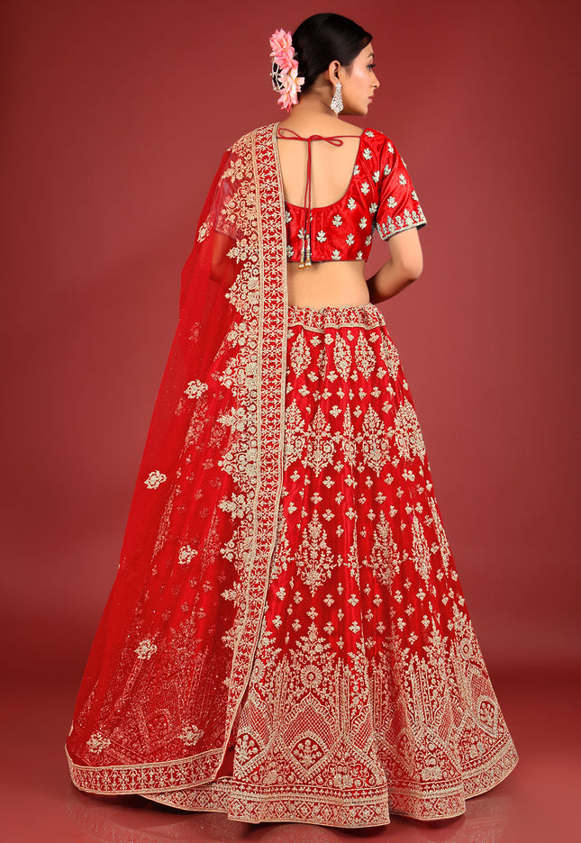 Red Net Chaniya Choli