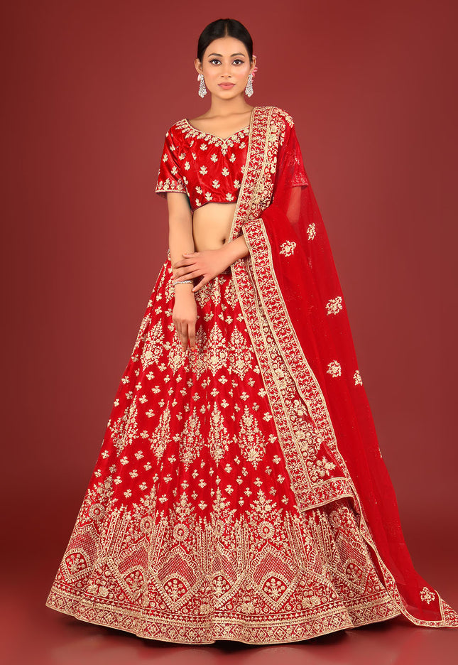 Red Net Chaniya Choli