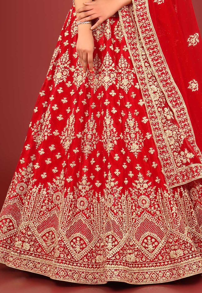 Red Net Chaniya Choli