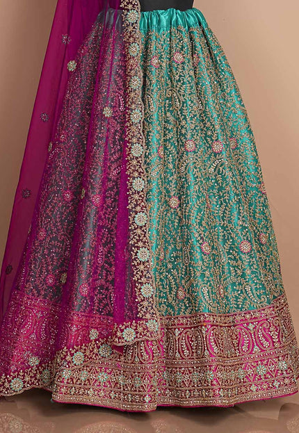 Rama Designer Net Lehenga