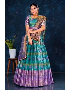 Woman wearing a traditional lehenga choli with dupatta