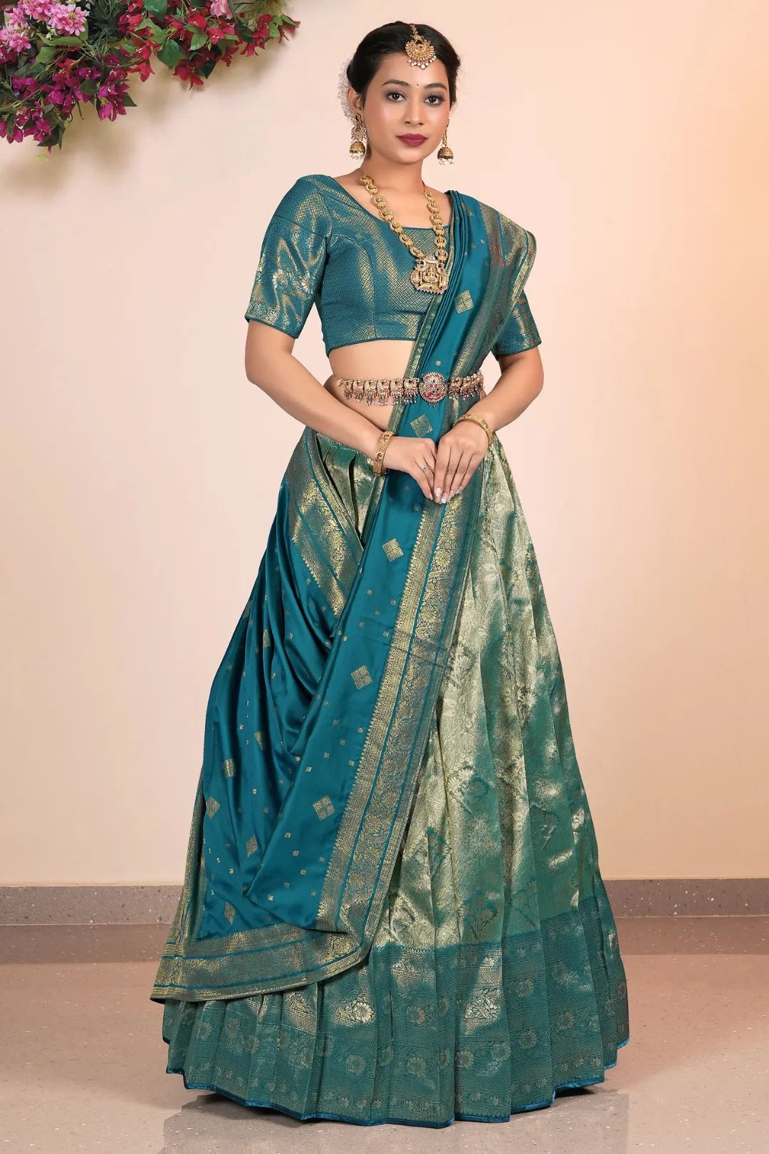 Rama Banarasi Silk Lehenga Choli Design For Women's