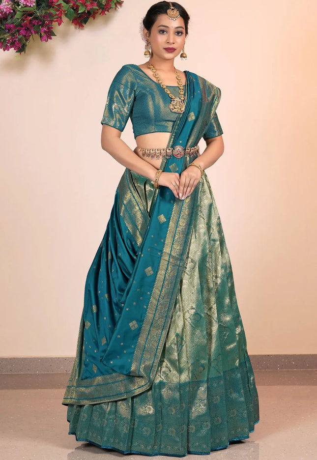 Rama Banarasi Silk Lehenga Choli Design For Women's
