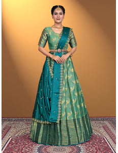 Woman wearing a green traditional outfit