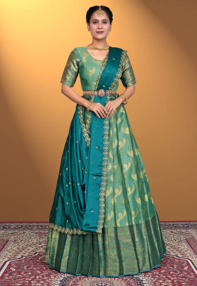 Rama Banarasi Silk Lehenga Design For Women