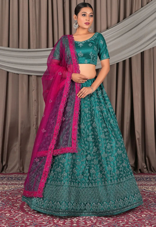 Rama Beautiful Net Lehenga Design For Weddings