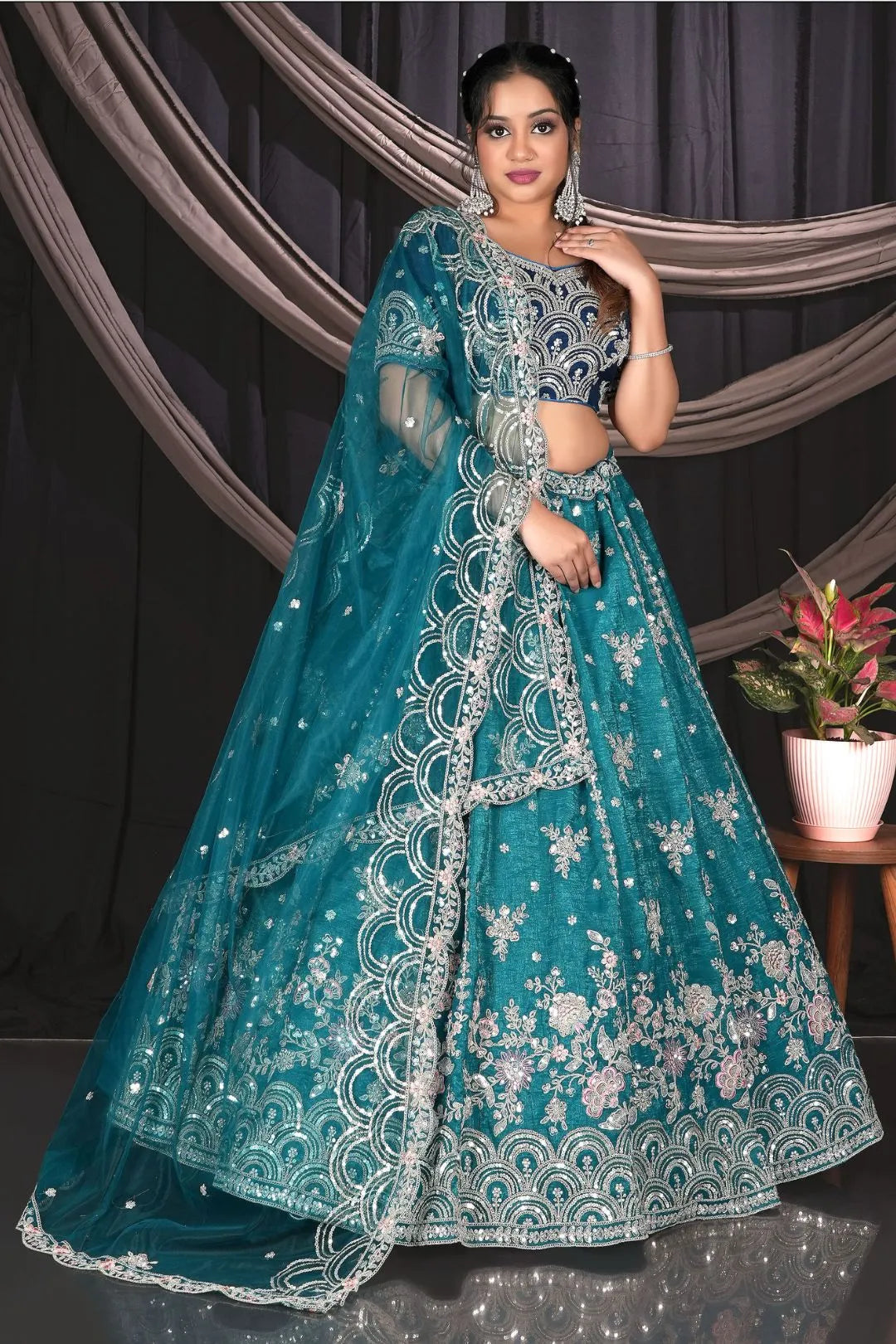 Rama Fendy Silk Embroidered Lehenga Choli For Women