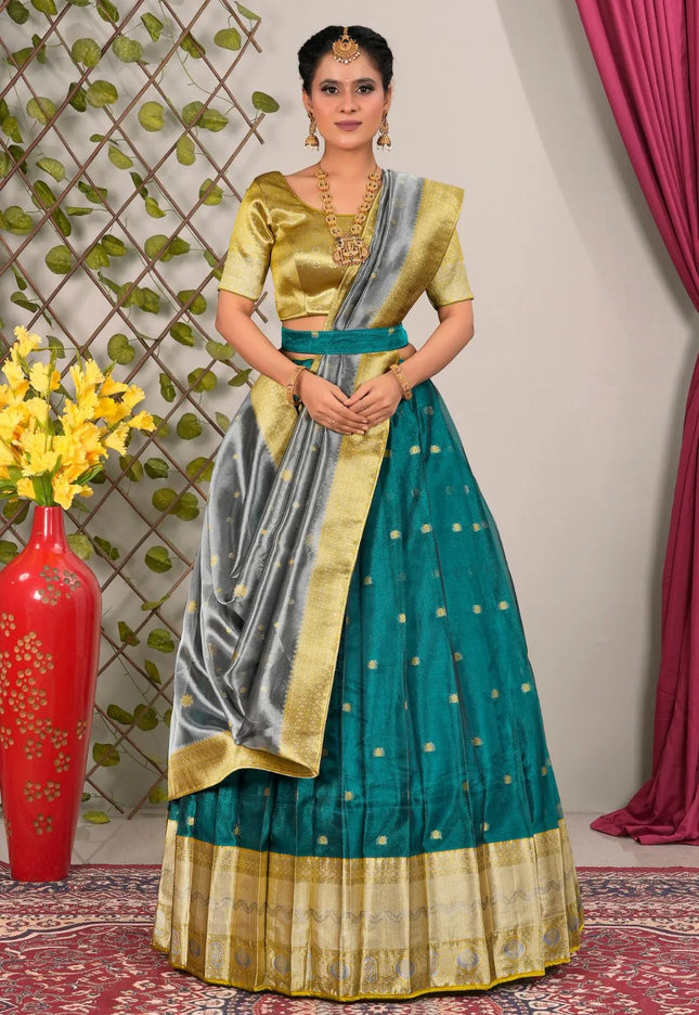 Rama Tissue Silk Pattu Lehenga Choli For Women