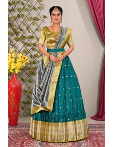 Rama Tissue Silk Pattu Lehenga Choli For Women