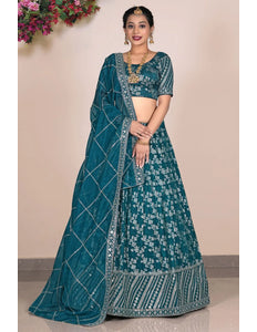 Rama Viscose Fabric Half Saree For Women