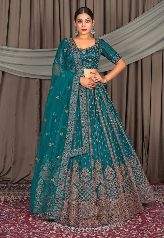 Rama traditional Net Lehenga Choli with Dupatta