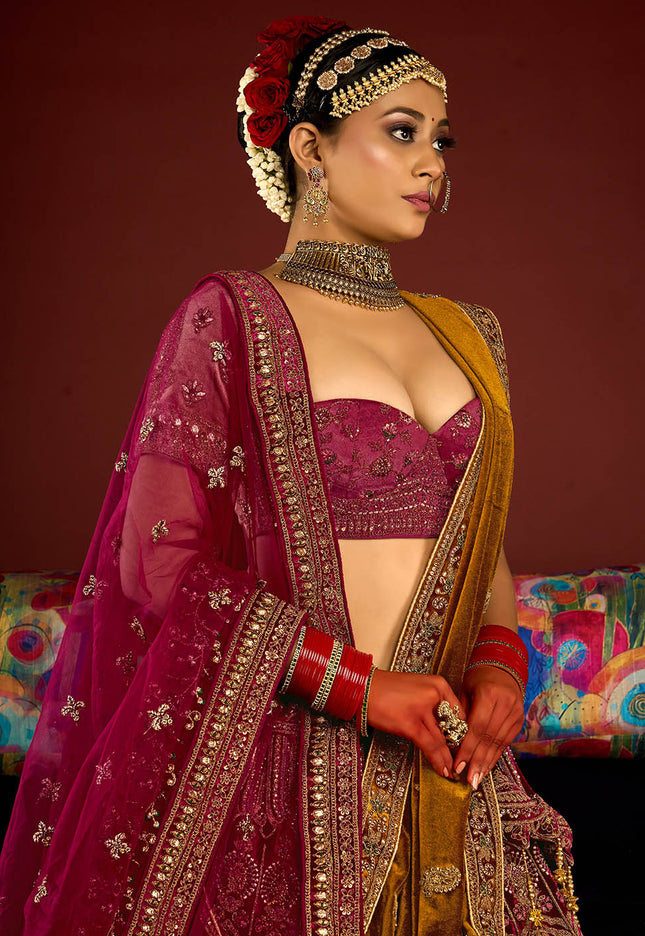 Rani Velvet Designer Bridal Lehenga