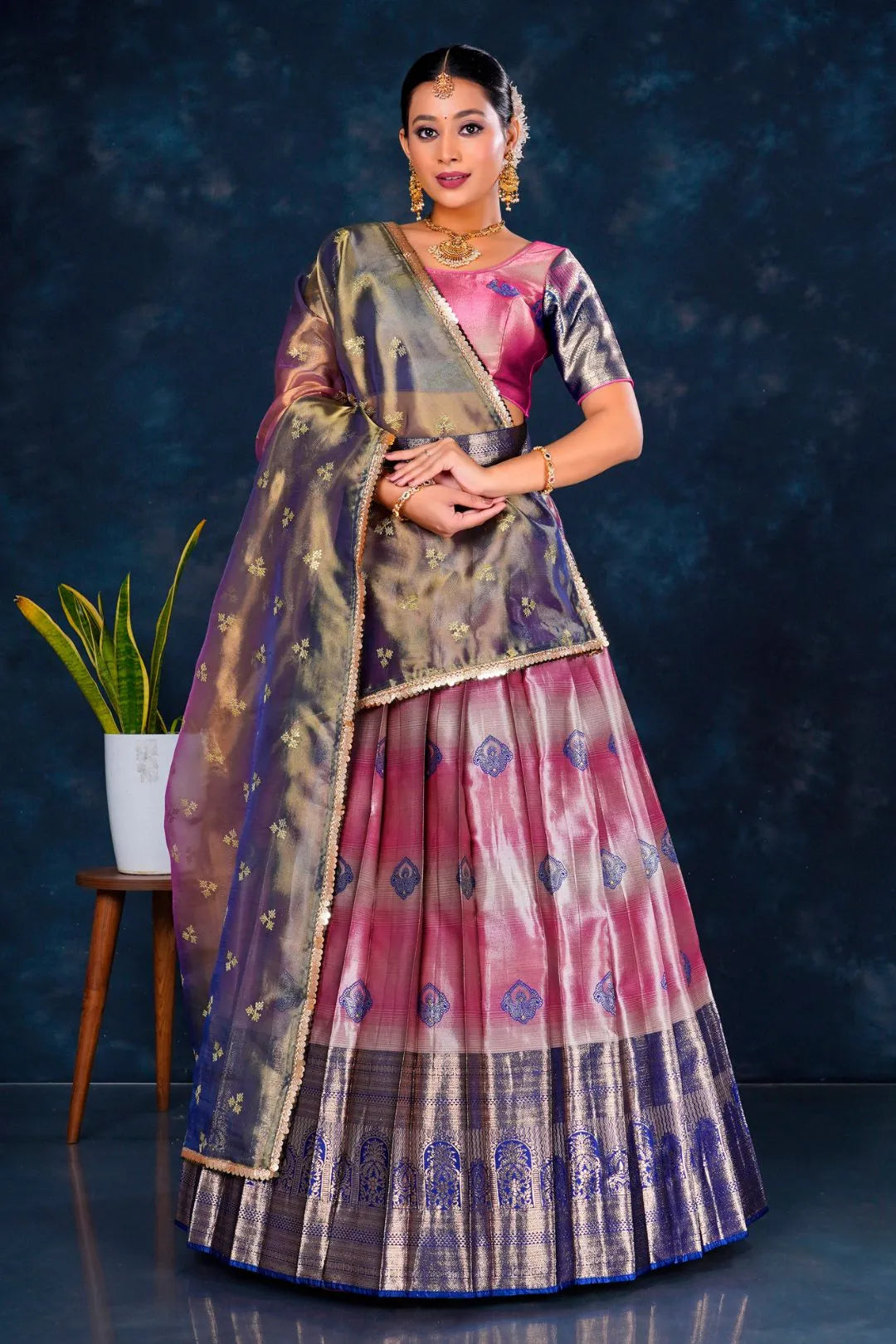 Rani Banarasi Designer Half Saree For Women