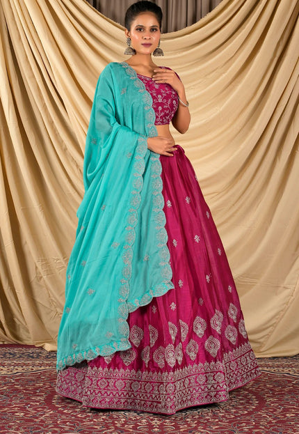 Rani Barbery Silk Lehenga Choli With Rangoli Dupatta