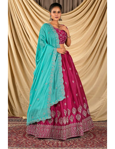 Rani Barbery Silk Lehenga Choli With Rangoli Dupatta
