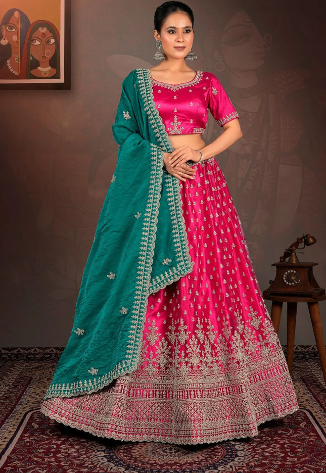 Rani Designer Net Lehenga With Heavy Work
