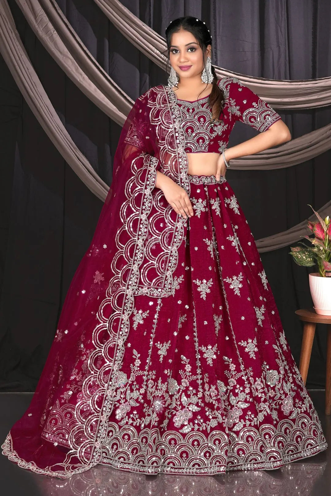 Rani Fendy Silk Embroidered Lehenga Choli For Women