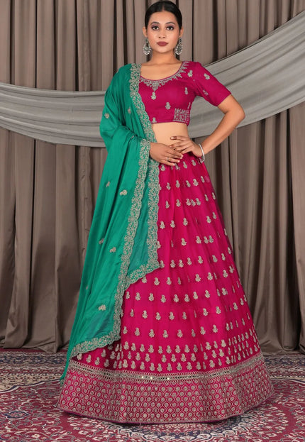 Rani Net Designer Lehenga Choli with Rangoli Dupatta