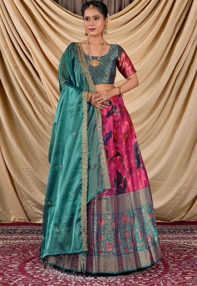 Rani Tissue With Digital Print Lehenga Choli For Women