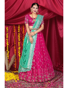 Rani Viscose Jacquard Pattu Lehenga Choli With Zari Work